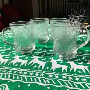Arcoroc‎ CANTERBURY Pattern Set of 4 Clear Embossed Glass 4" Drinking Cups